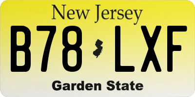 NJ license plate B78LXF