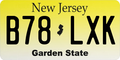 NJ license plate B78LXK