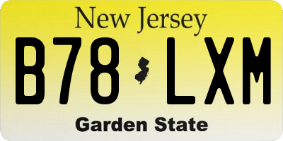 NJ license plate B78LXM