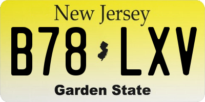 NJ license plate B78LXV