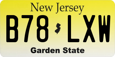 NJ license plate B78LXW