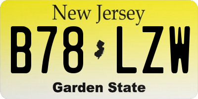 NJ license plate B78LZW