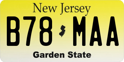 NJ license plate B78MAA
