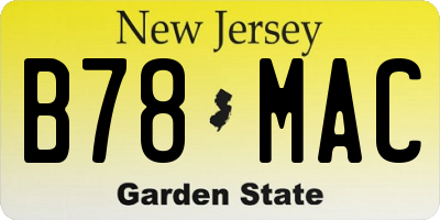 NJ license plate B78MAC