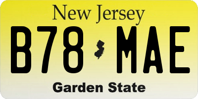 NJ license plate B78MAE