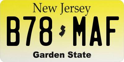 NJ license plate B78MAF