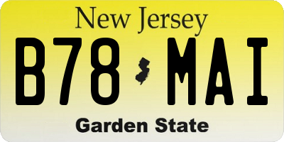 NJ license plate B78MAI