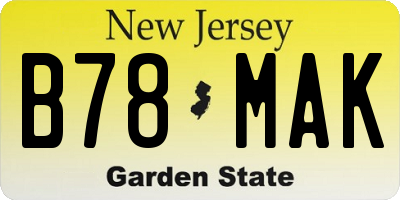 NJ license plate B78MAK
