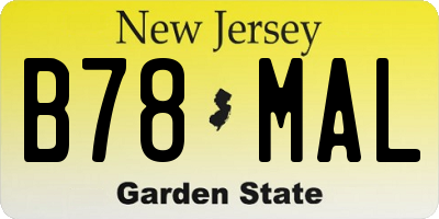 NJ license plate B78MAL