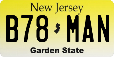 NJ license plate B78MAN