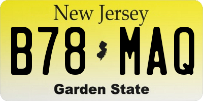 NJ license plate B78MAQ