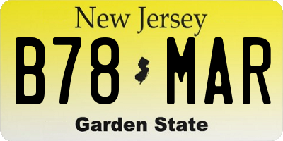 NJ license plate B78MAR