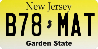 NJ license plate B78MAT