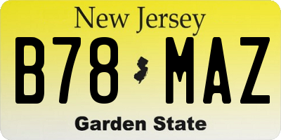 NJ license plate B78MAZ
