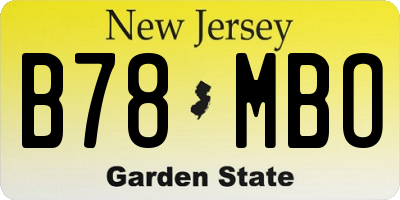 NJ license plate B78MBO