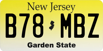 NJ license plate B78MBZ