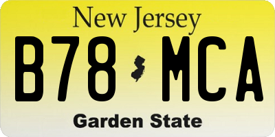 NJ license plate B78MCA