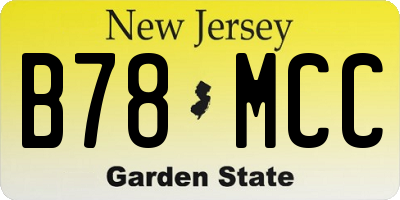 NJ license plate B78MCC