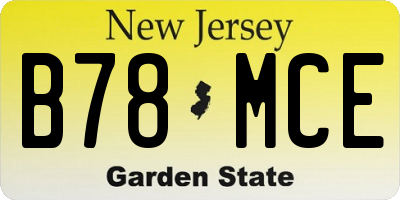 NJ license plate B78MCE