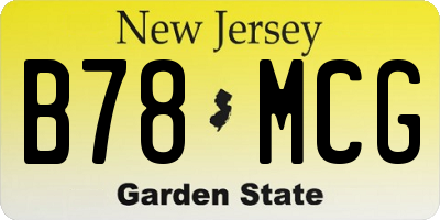 NJ license plate B78MCG