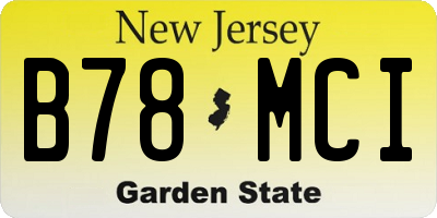 NJ license plate B78MCI