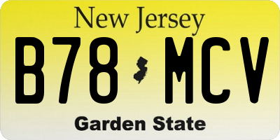 NJ license plate B78MCV