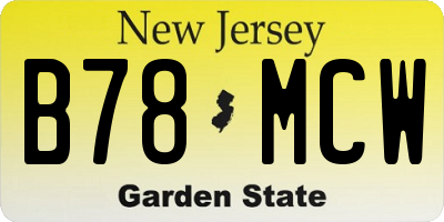 NJ license plate B78MCW
