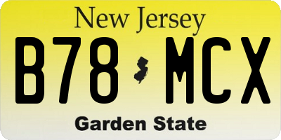 NJ license plate B78MCX
