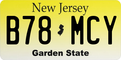 NJ license plate B78MCY