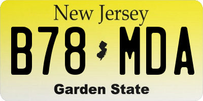 NJ license plate B78MDA