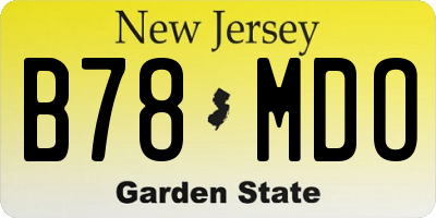 NJ license plate B78MDO