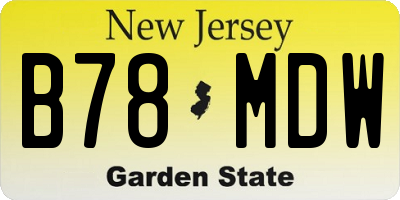 NJ license plate B78MDW