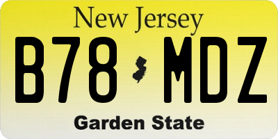 NJ license plate B78MDZ