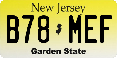 NJ license plate B78MEF