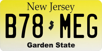 NJ license plate B78MEG