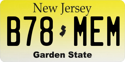 NJ license plate B78MEM