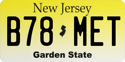 NJ license plate B78MET