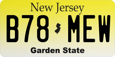 NJ license plate B78MEW