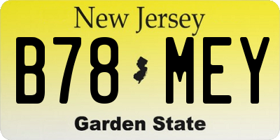 NJ license plate B78MEY