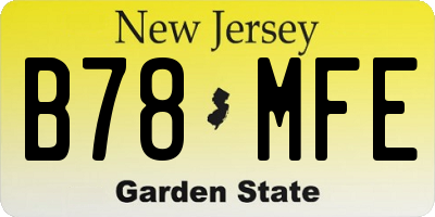 NJ license plate B78MFE