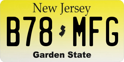 NJ license plate B78MFG