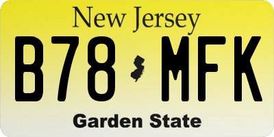 NJ license plate B78MFK