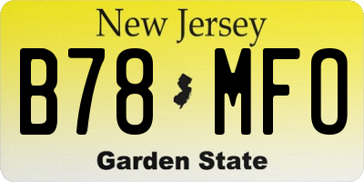 NJ license plate B78MFO