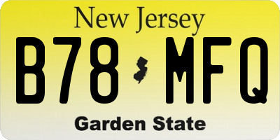 NJ license plate B78MFQ