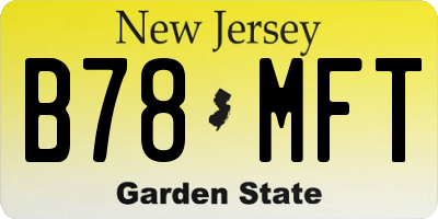 NJ license plate B78MFT
