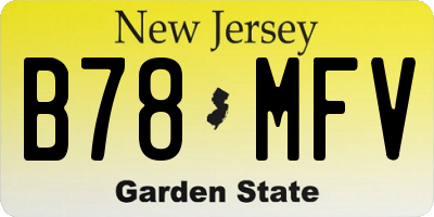 NJ license plate B78MFV