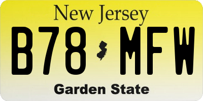 NJ license plate B78MFW