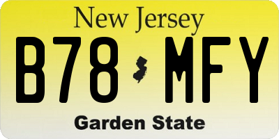 NJ license plate B78MFY