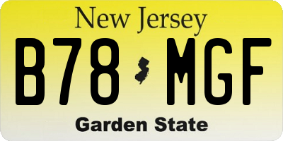 NJ license plate B78MGF