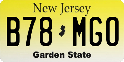 NJ license plate B78MGO